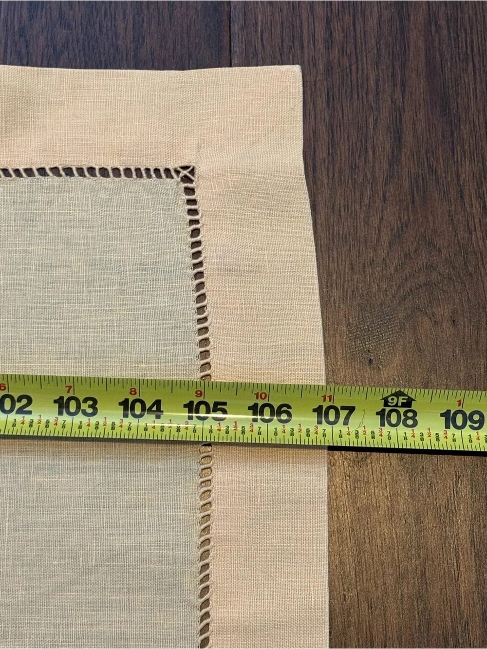 Williams Sonoma Yellow Linen-Blend Table Runner with Hemstitch Detailing 108”